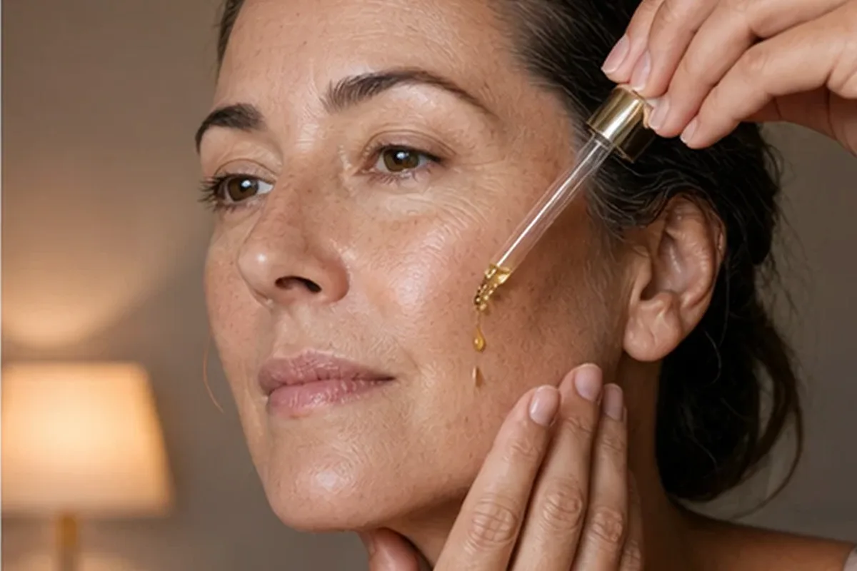 Hochwertige Beauty-Inszenierung zu Auswahlkriterien für Retinol-Serum bei Pigmentflecken