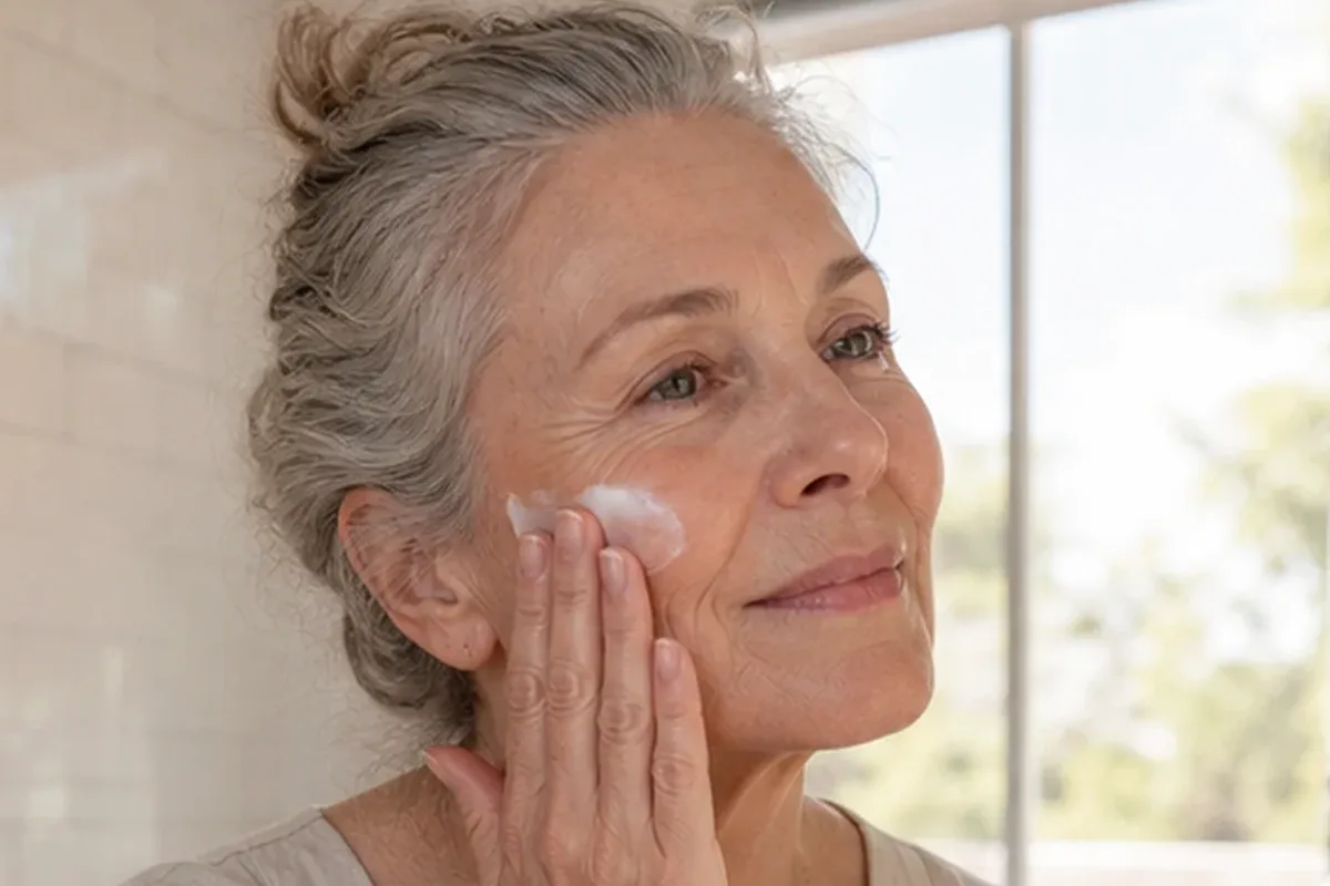 Authentischer Wohlfühlmoment passend zum Beauty-Thema Gesichtsmaske für empfindliche Haut
