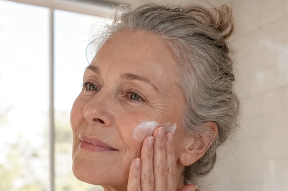 Authentischer Wohlfühlmoment passend zum Beauty-Thema Hyaluron-Serum für Mischhaut