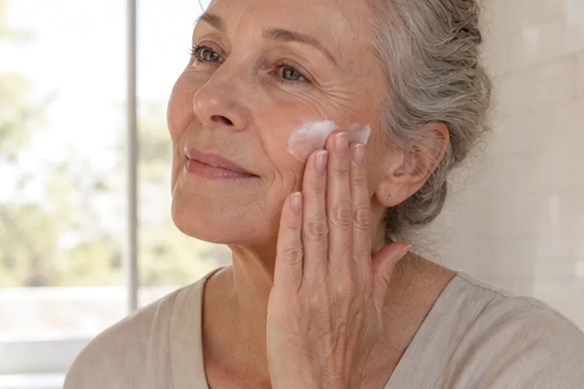 Authentischer Wohlfühlmoment passend zum Beauty-Thema Lippenstift für reife Haut