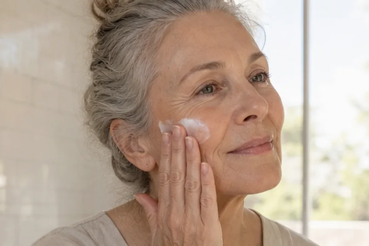Authentischer Wohlfühlmoment passend zum Beauty-Thema Augenpflege für Mischhaut