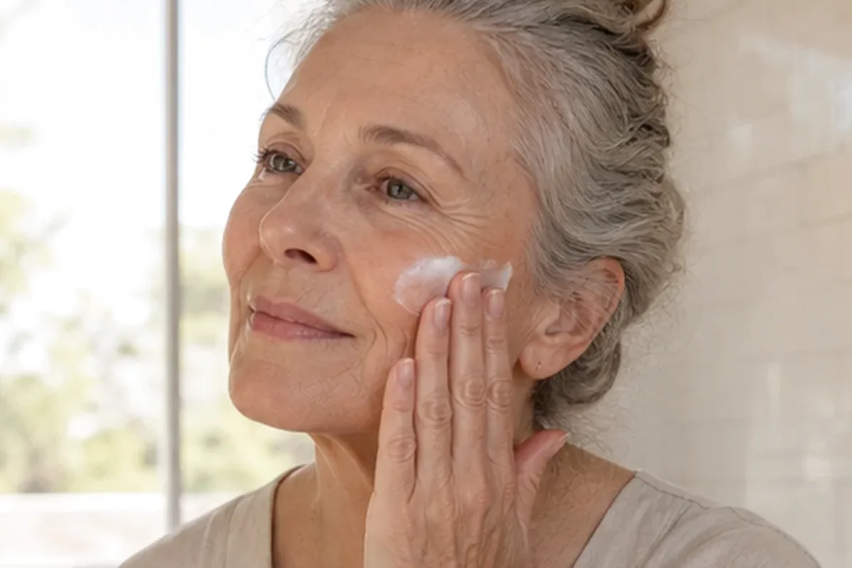 Authentischer Wohlfühlmoment passend zum Beauty-Thema Hautpflege