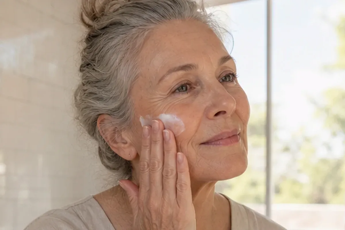 Emotionaler und authentischer Anwendungsmoment rund um Retinol-Serum bei ersten Fältchen