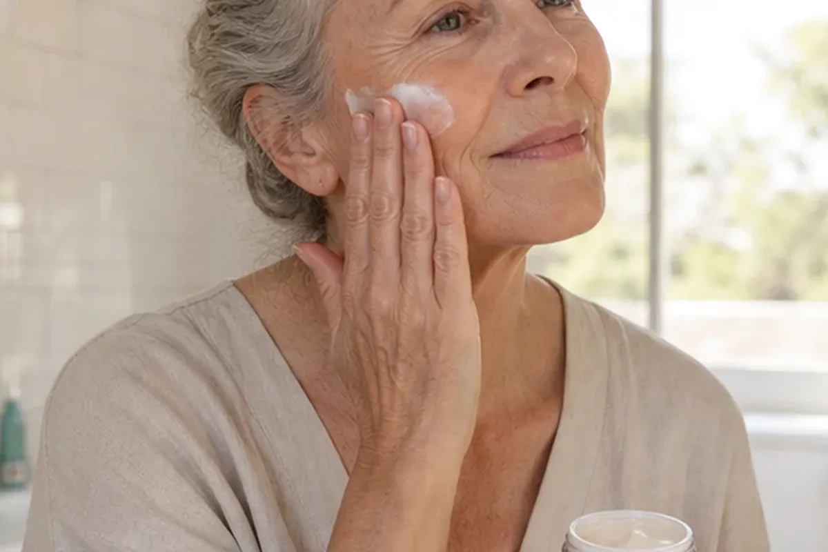 Authentischer Wohlfühlmoment passend zum Beauty-Thema Augenpflege für trockene Haut