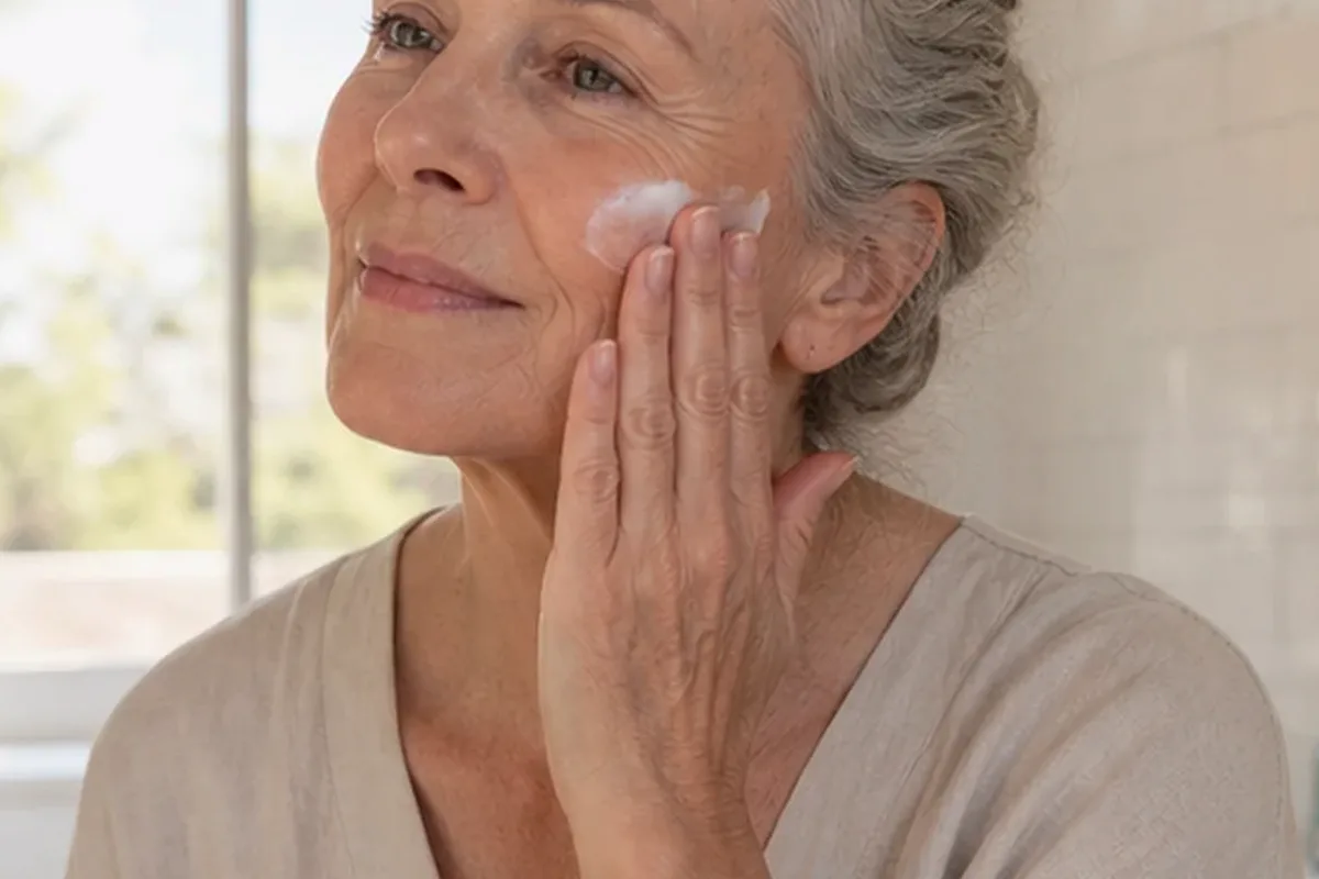 Emotionaler und authentischer Anwendungsmoment rund um Anti-Aging-Routine für unreine Haut