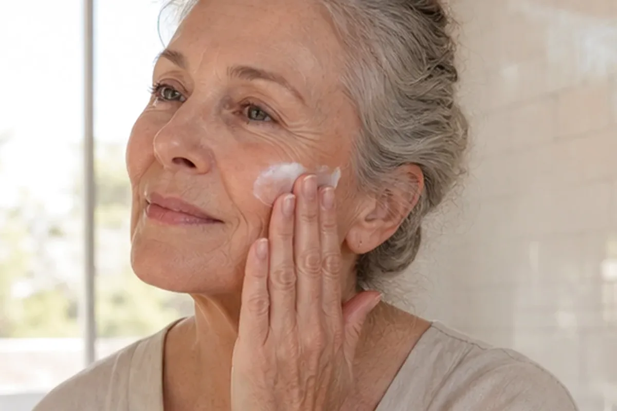 Authentischer Wohlfühlmoment passend zum Beauty-Thema Augenpflege für trockene Haut