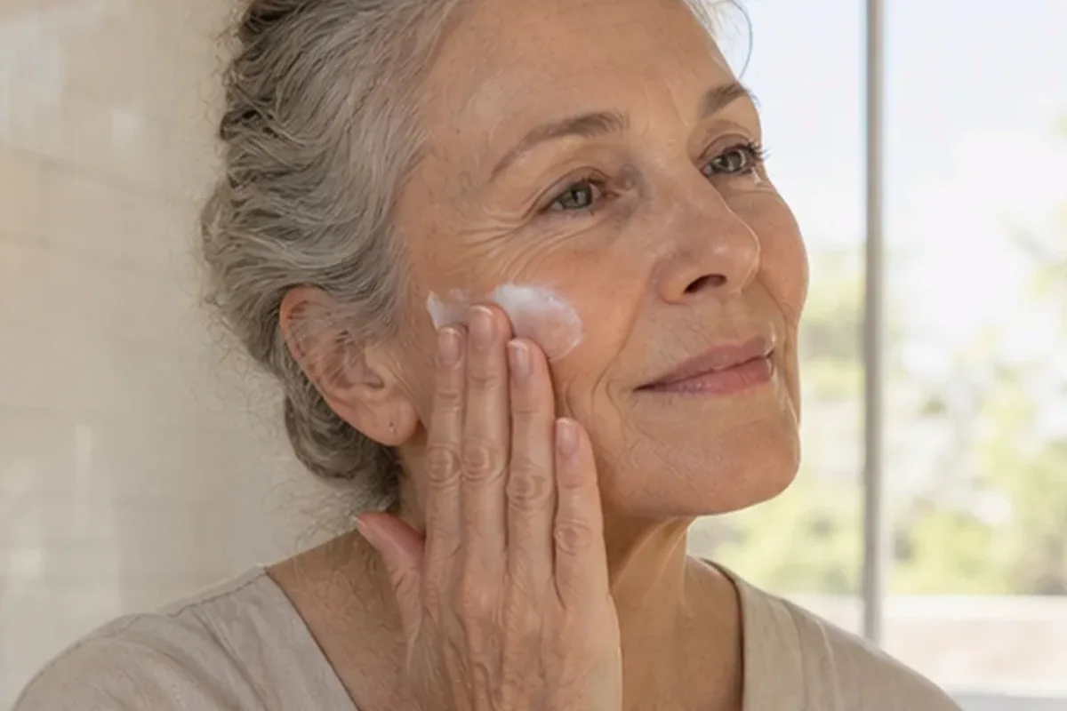 Authentischer Wohlfühlmoment passend zum Beauty-Thema Retinol-Serum für unreine Haut
