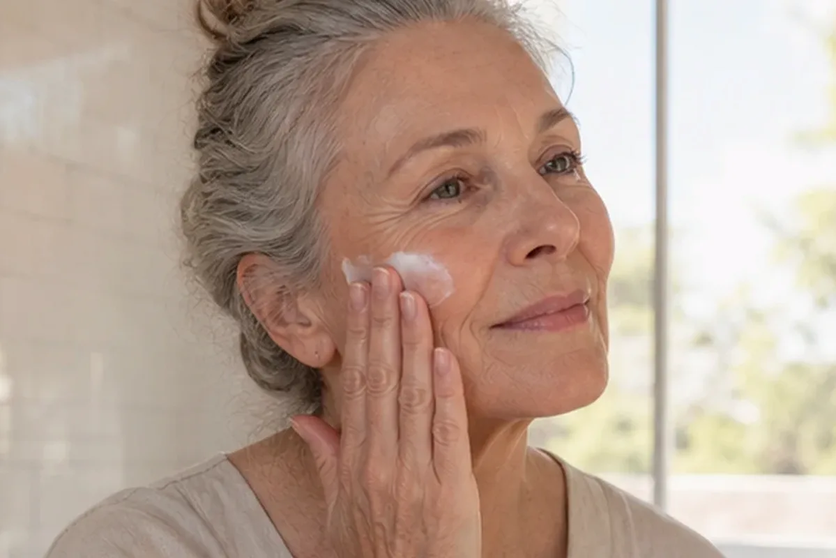 Authentischer Wohlfühlmoment passend zum Beauty-Thema Vitamin-C-Serum bei Pigmentflecken