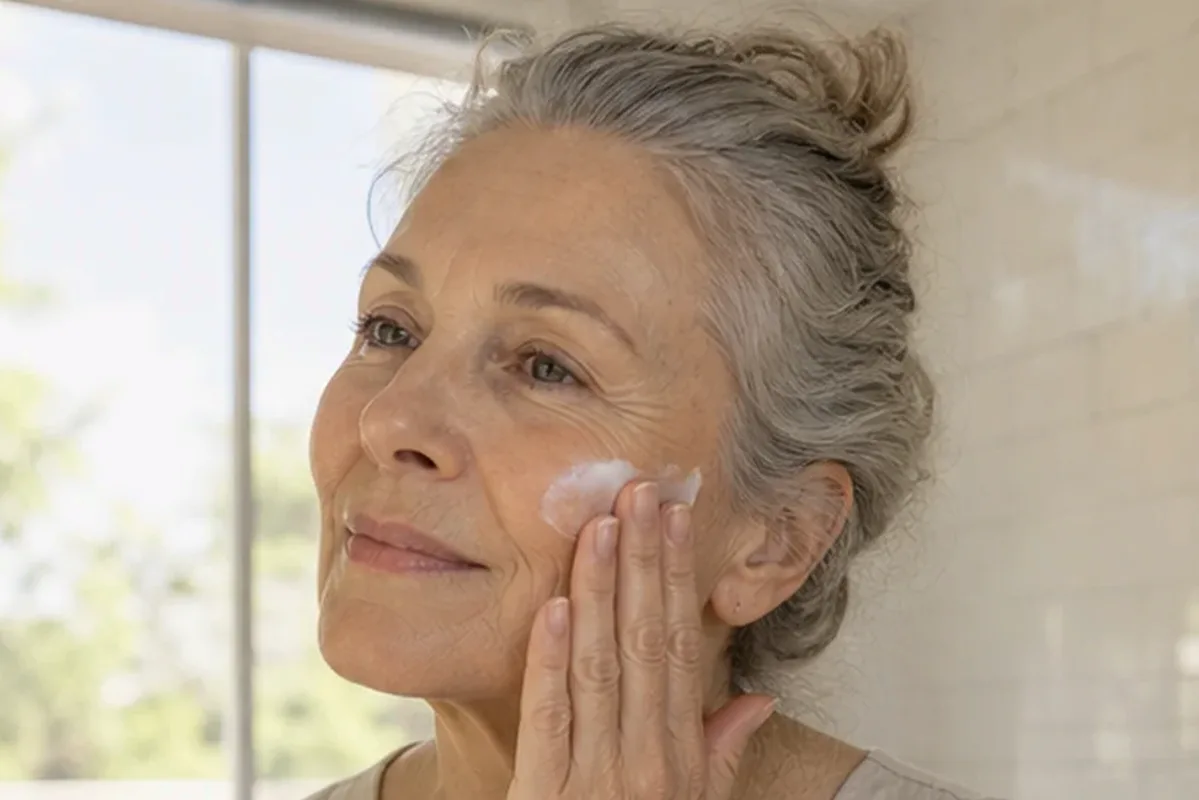 Emotionaler und authentischer Anwendungsmoment rund um Retinol-Serum bei Rötungen