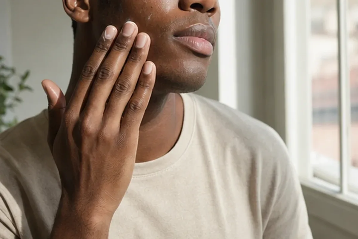 Emotionaler und authentischer Anwendungsmoment rund um Männer-Deodorant für empfindliche Haut