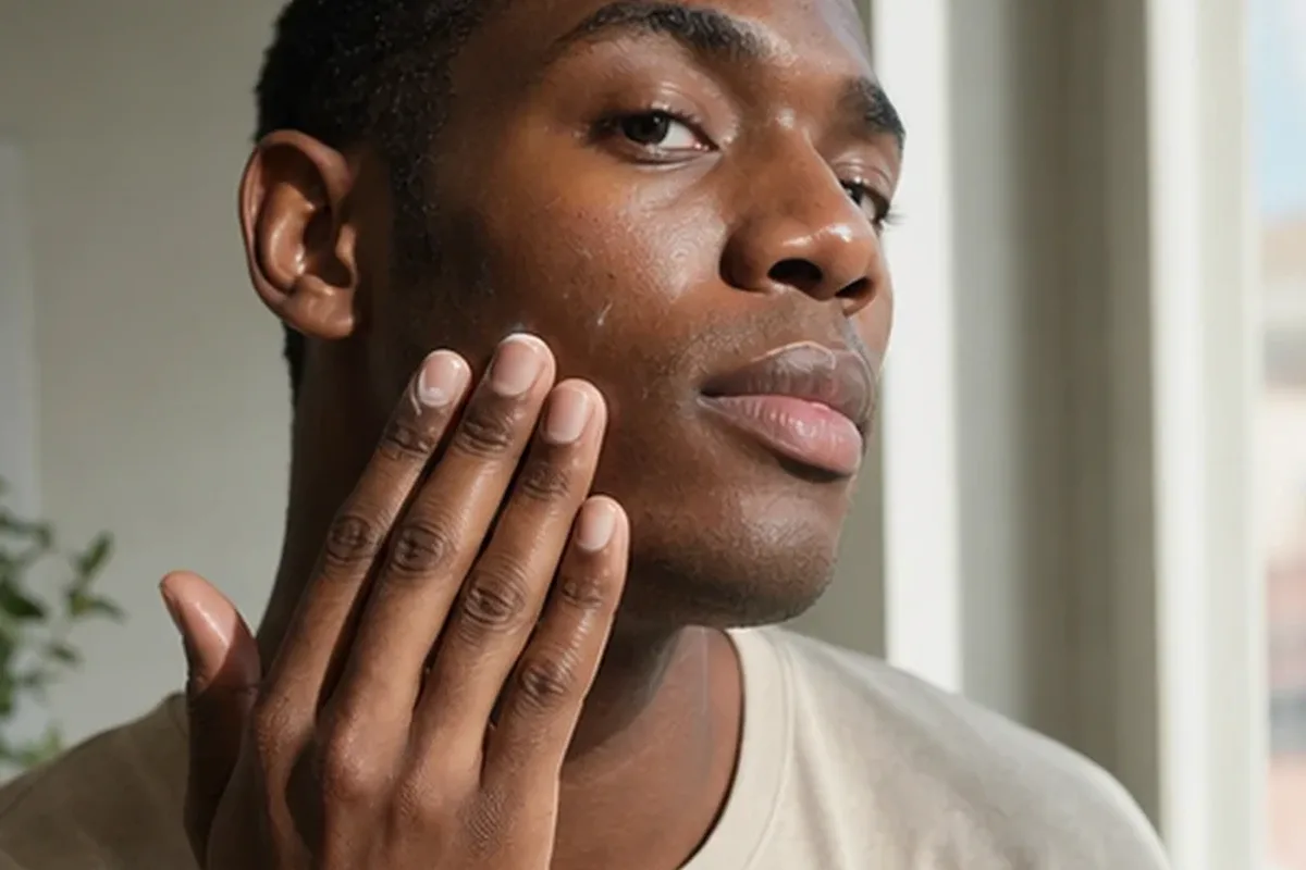 Authentischer Wohlfühlmoment passend zum Beauty-Thema After Shave für trockene Haut