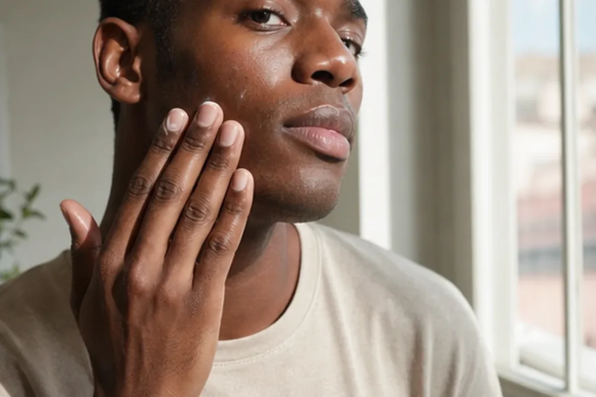 Authentischer Wohlfühlmoment passend zum Beauty-Thema After Shave für fettige Haut