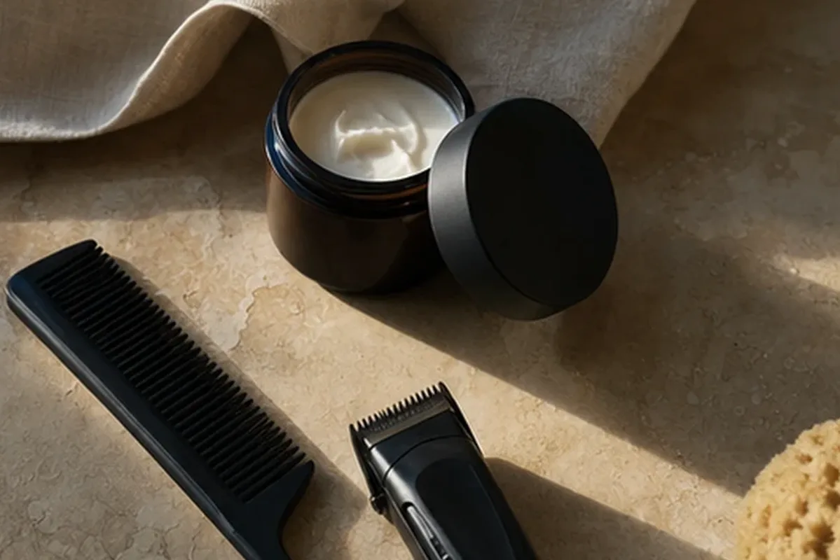 Redaktionelle Detailaufnahme zur Orientierung bei Männer-Shampoo für empfindliche Haut