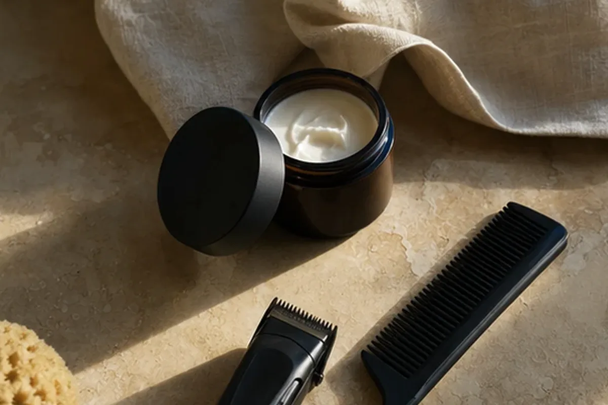 Hochwertige Beauty-Inszenierung zu Auswahlkriterien für Rasierschaum für einen dichten Bart
