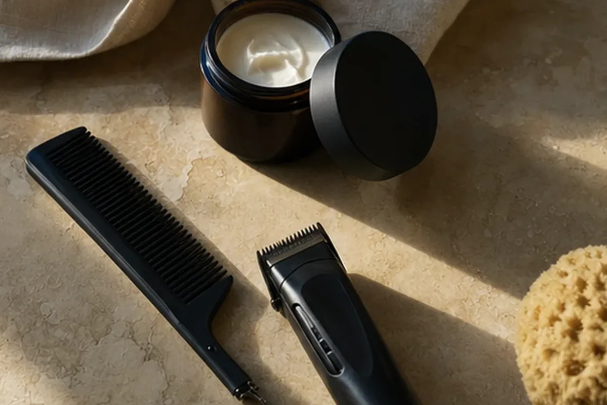 Hochwertige Beauty-Inszenierung zu Auswahlkriterien für Männer-Shampoo für trockene Haut