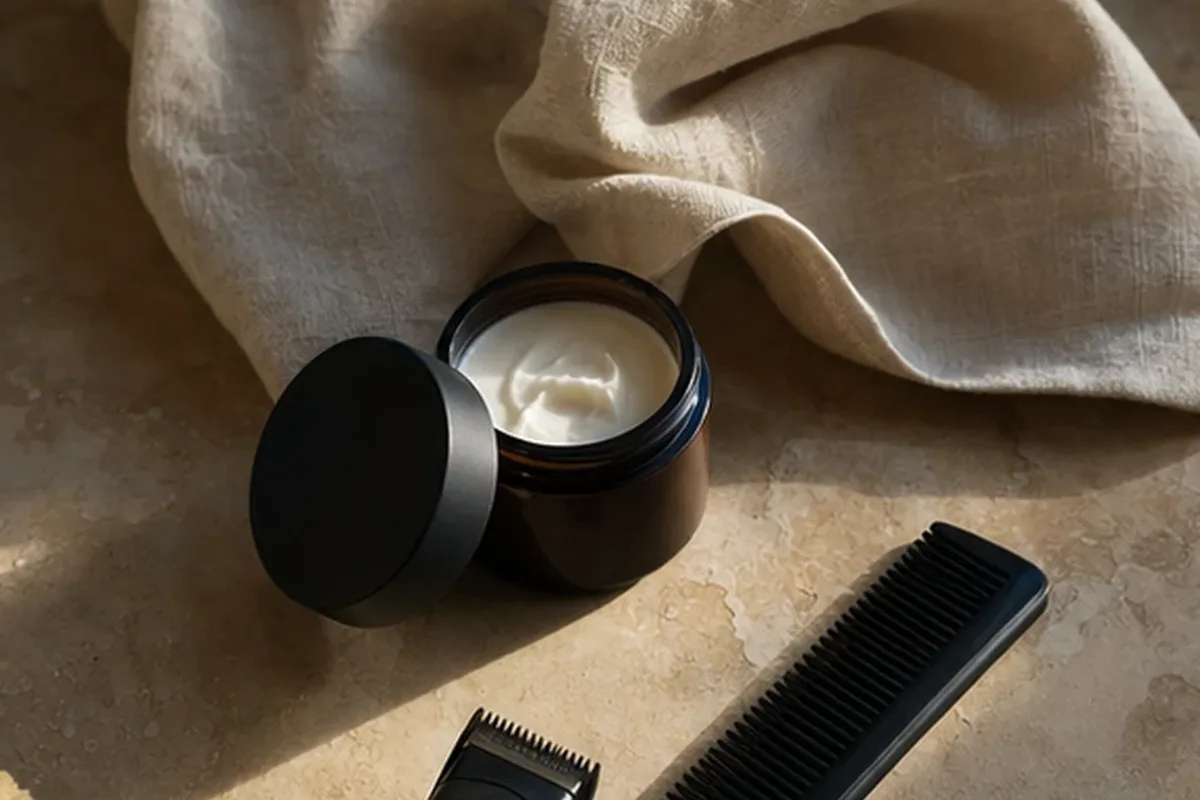 Hochwertige Beauty-Inszenierung zu Auswahlkriterien für Bartshampoo für einen dichten Bart