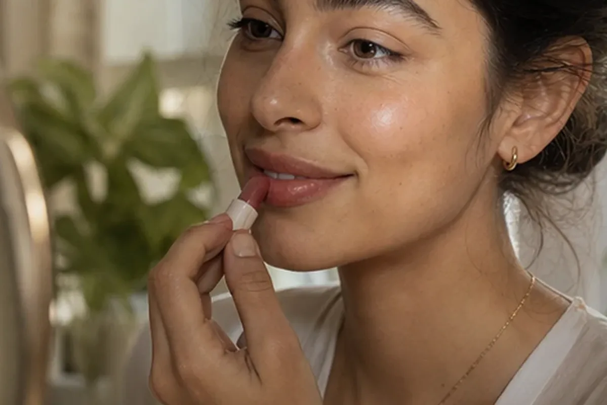 Redaktioneller Beauty-Moment zur Ausgangslage bei Rouge für langen Halt