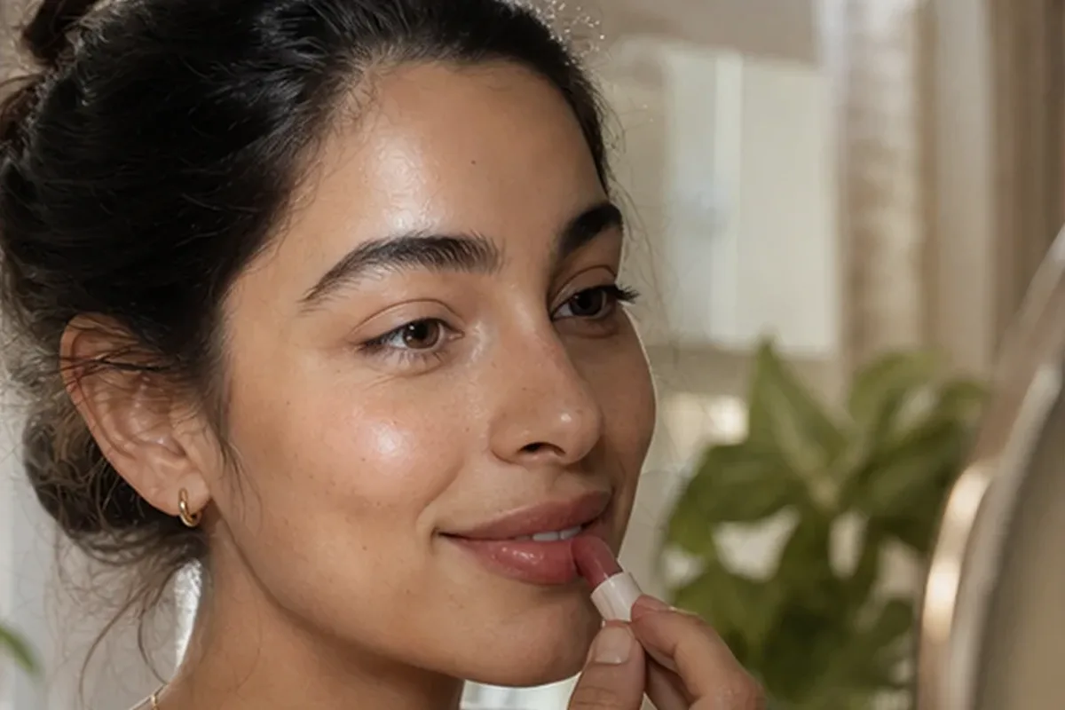 Authentischer Wohlfühlmoment passend zum Beauty-Thema Make-up-Pinsel für empfindliche Haut