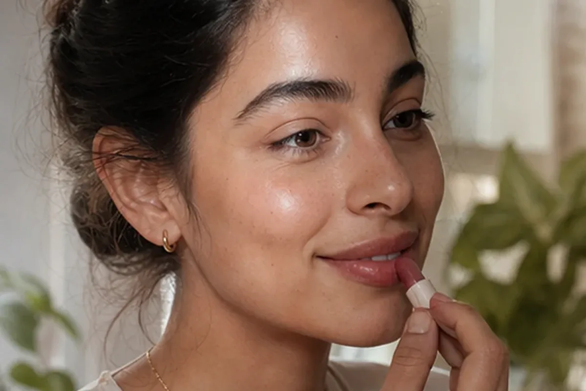 Authentischer Wohlfühlmoment passend zum Beauty-Thema Lip Tint für trockene Haut