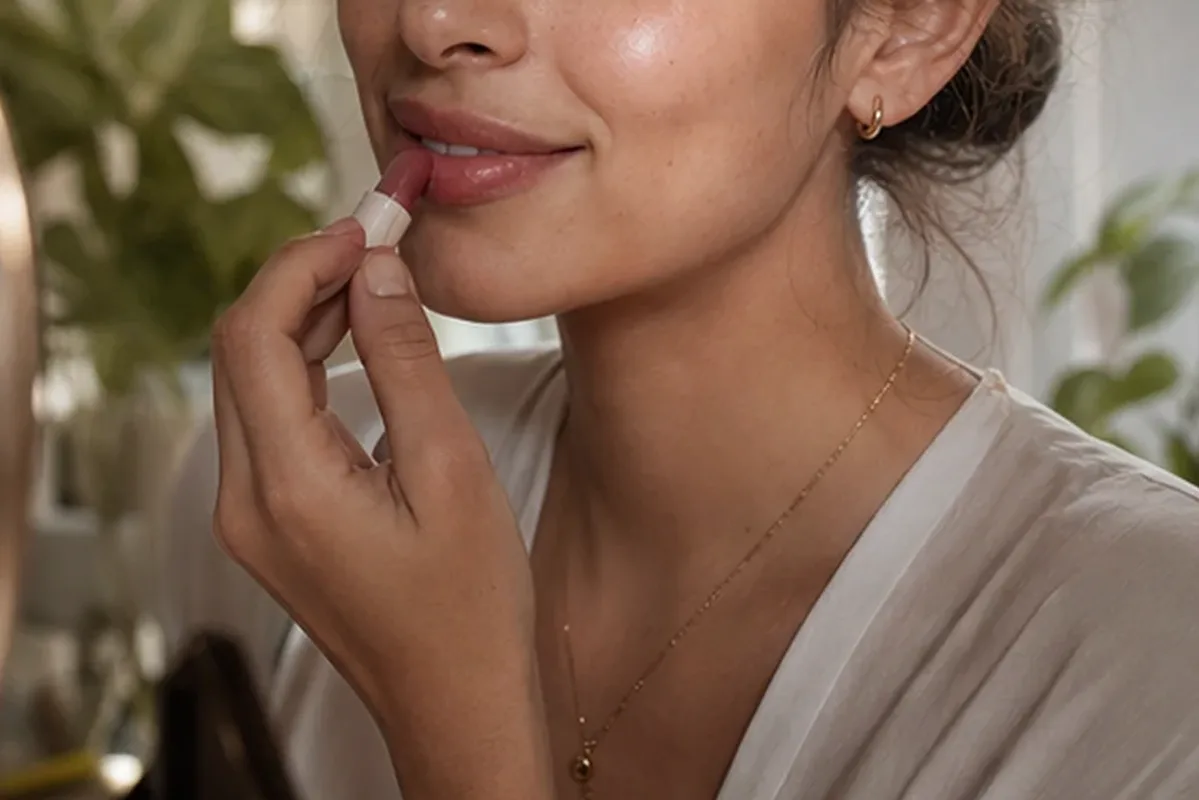 Redaktioneller Beauty-Moment zur Ausgangslage bei Lippenstift für langen Halt