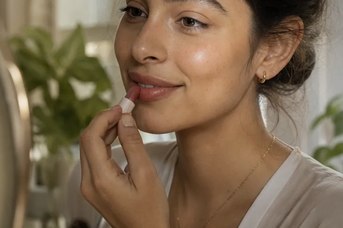Redaktionelle Detailaufnahme zur Orientierung bei Make-up-Pinsel bei großen Poren