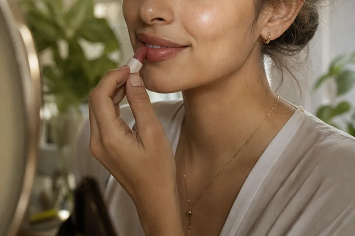 Redaktioneller Beauty-Moment zur Ausgangslage bei Lippenstift für langen Halt