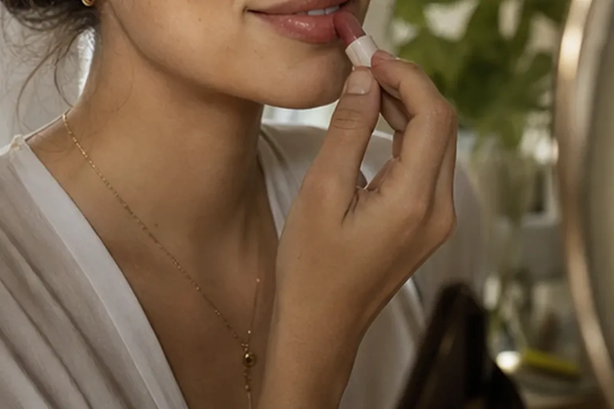 Authentischer Wohlfühlmoment passend zum Beauty-Thema Highlighter für trockene Haut
