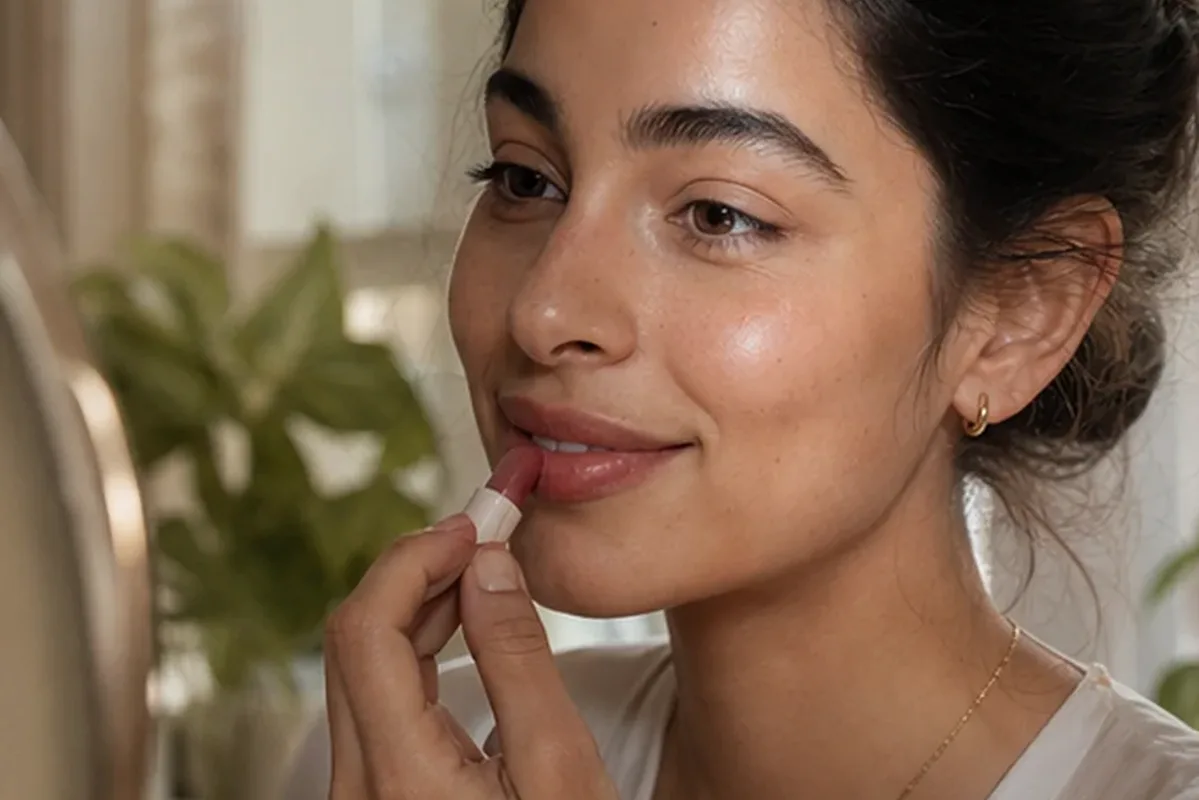 Authentischer Wohlfühlmoment passend zum Beauty-Thema Make-up-Pinsel für einen natürlichen Look