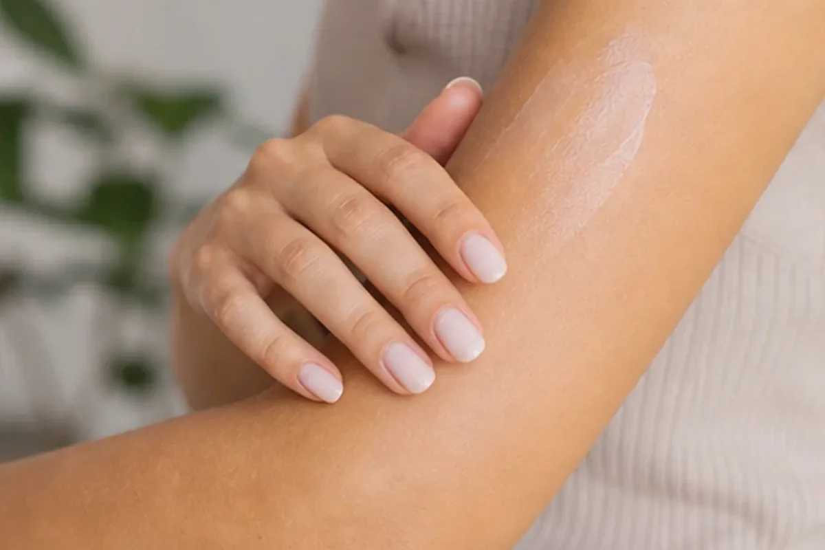 Authentischer Wohlfühlmoment passend zum Beauty-Thema Augenbrauen-Trimmer bei Rasurbrand