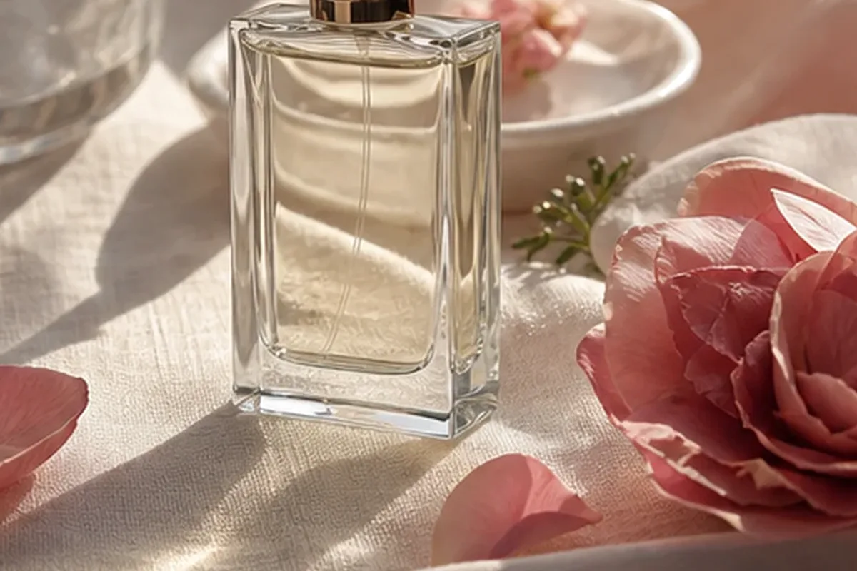 Hochwertige Beauty-Inszenierung zu Auswahlkriterien für Rosenduft mit langer Haltbarkeit