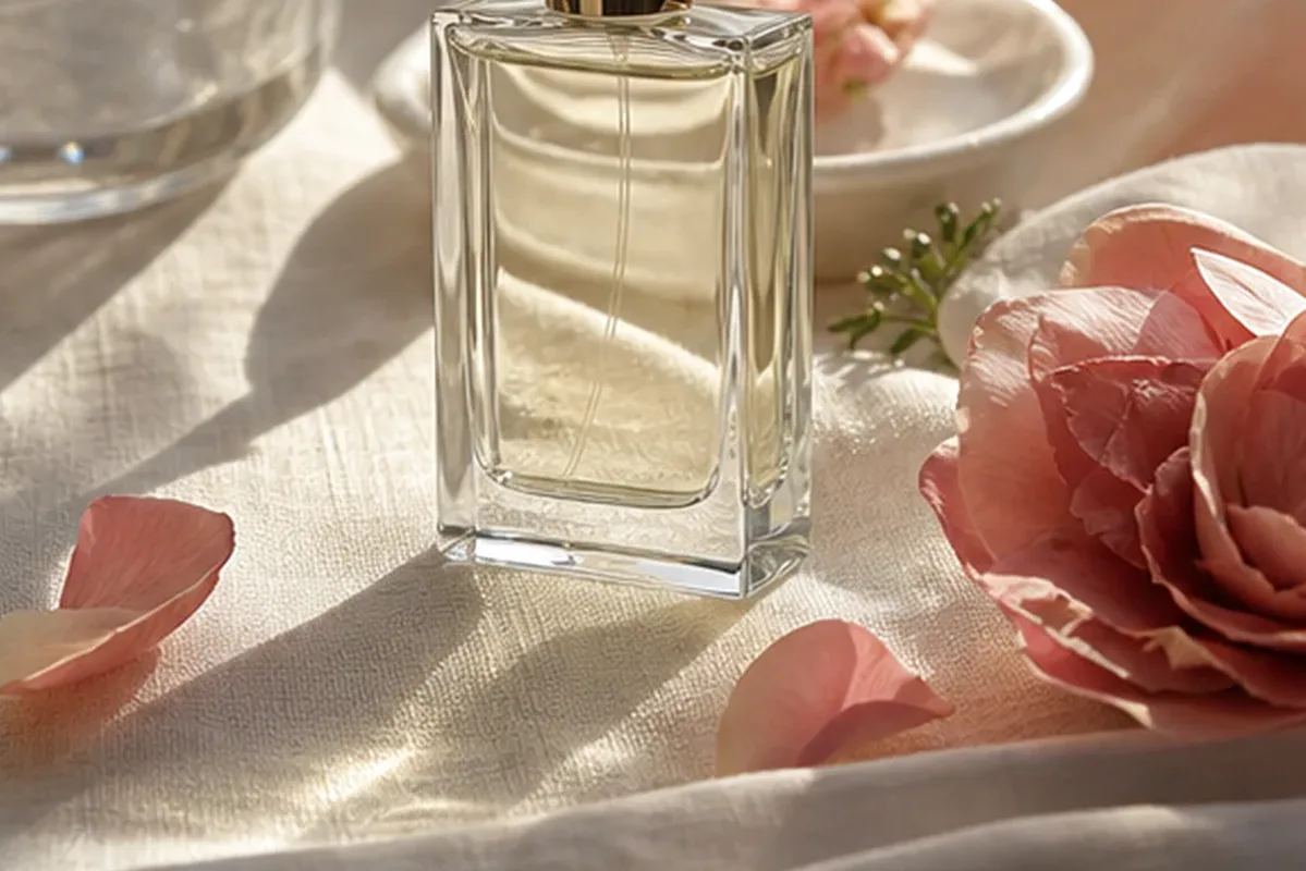 Authentischer Wohlfühlmoment passend zum Beauty-Thema Rosenduft für einen minimalistischen Stil