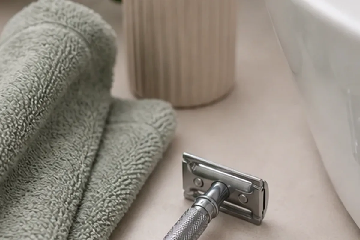 Hochwertige Beauty-Inszenierung zu Auswahlkriterien für Peeling vor der Rasur bei Rasurbrand
