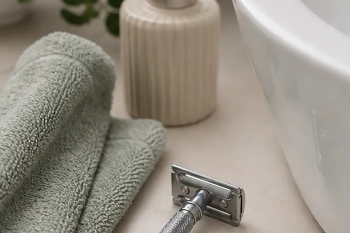 Redaktionelle Detailaufnahme zur Orientierung bei Peeling vor der Rasur bei Rasurbrand