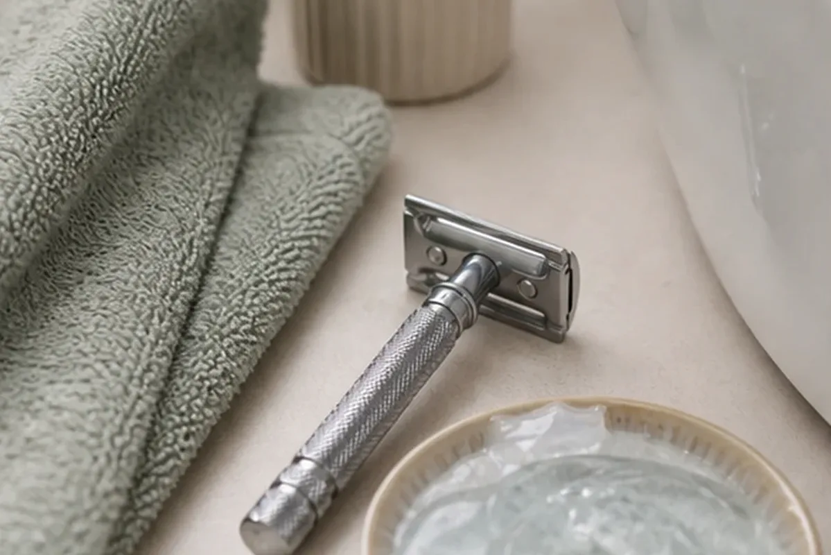 Redaktionelle Detailaufnahme zur Orientierung bei Rasiergel für dunkle Haare