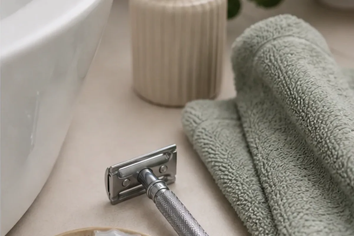 Hochwertige Beauty-Inszenierung zu Auswahlkriterien für Rasierhobel bei Rasurbrand