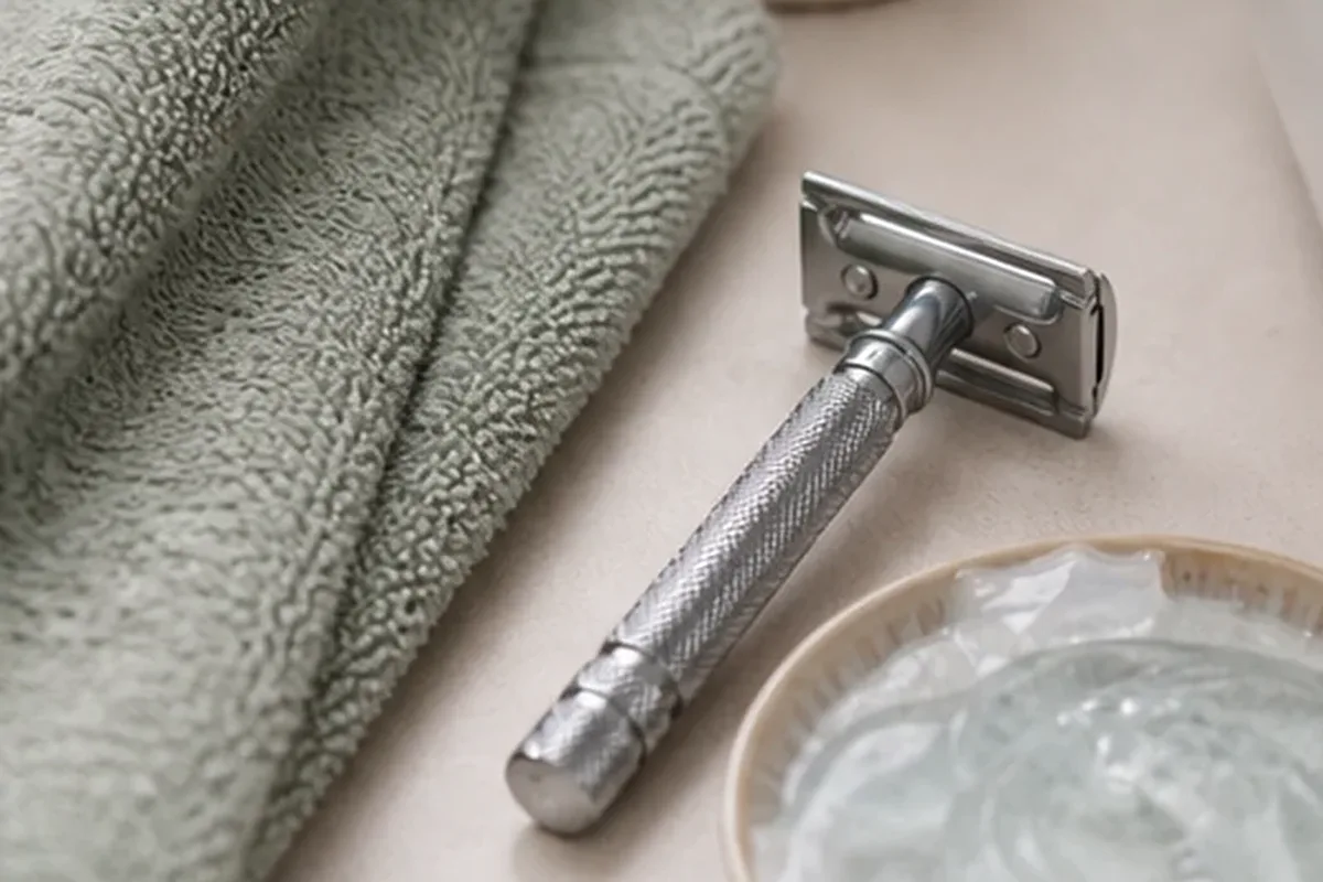 Hochwertige Beauty-Inszenierung zu Auswahlkriterien für Nassrasierer für empfindliche Haut