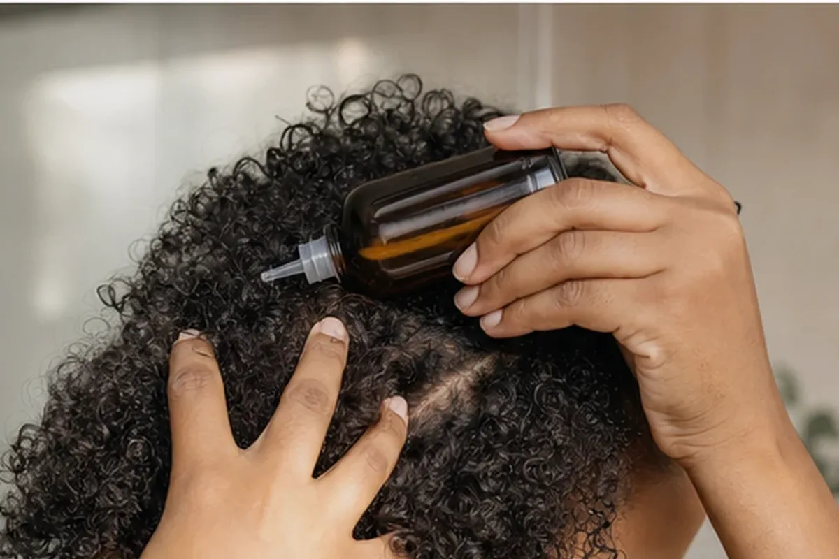 Authentischer Wohlfühlmoment passend zum Beauty-Thema Lockengel für strapaziertes Haar
