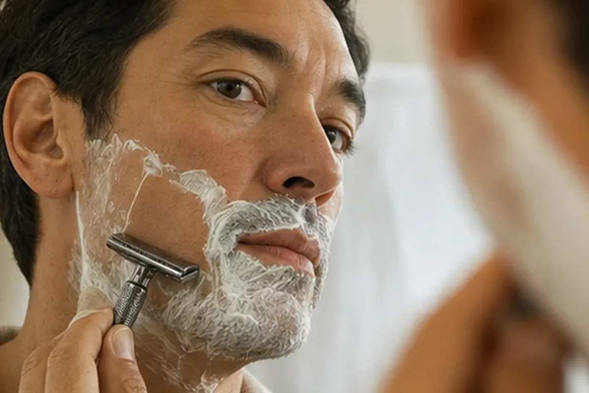 Authentischer Wohlfühlmoment passend zum Beauty-Thema Rasiergel für langanhaltende Glätte