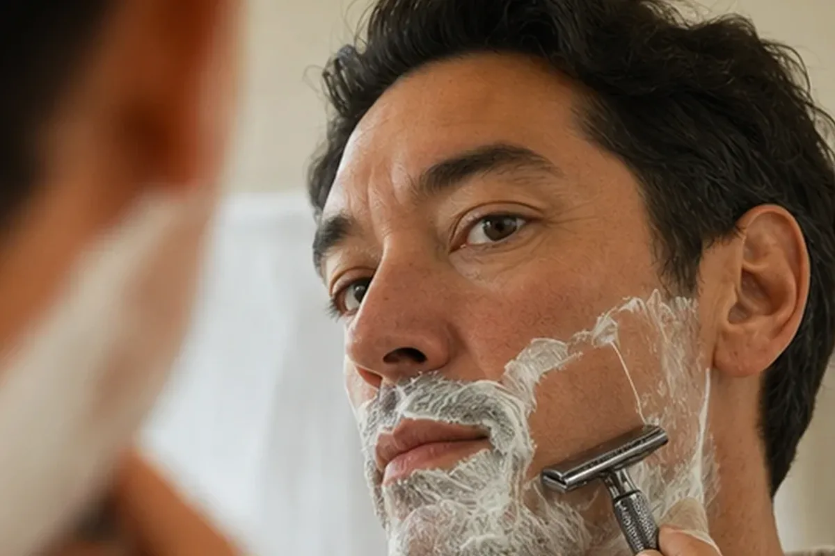 Authentischer Wohlfühlmoment passend zum Beauty-Thema Männer-Shampoo für fettige Haut