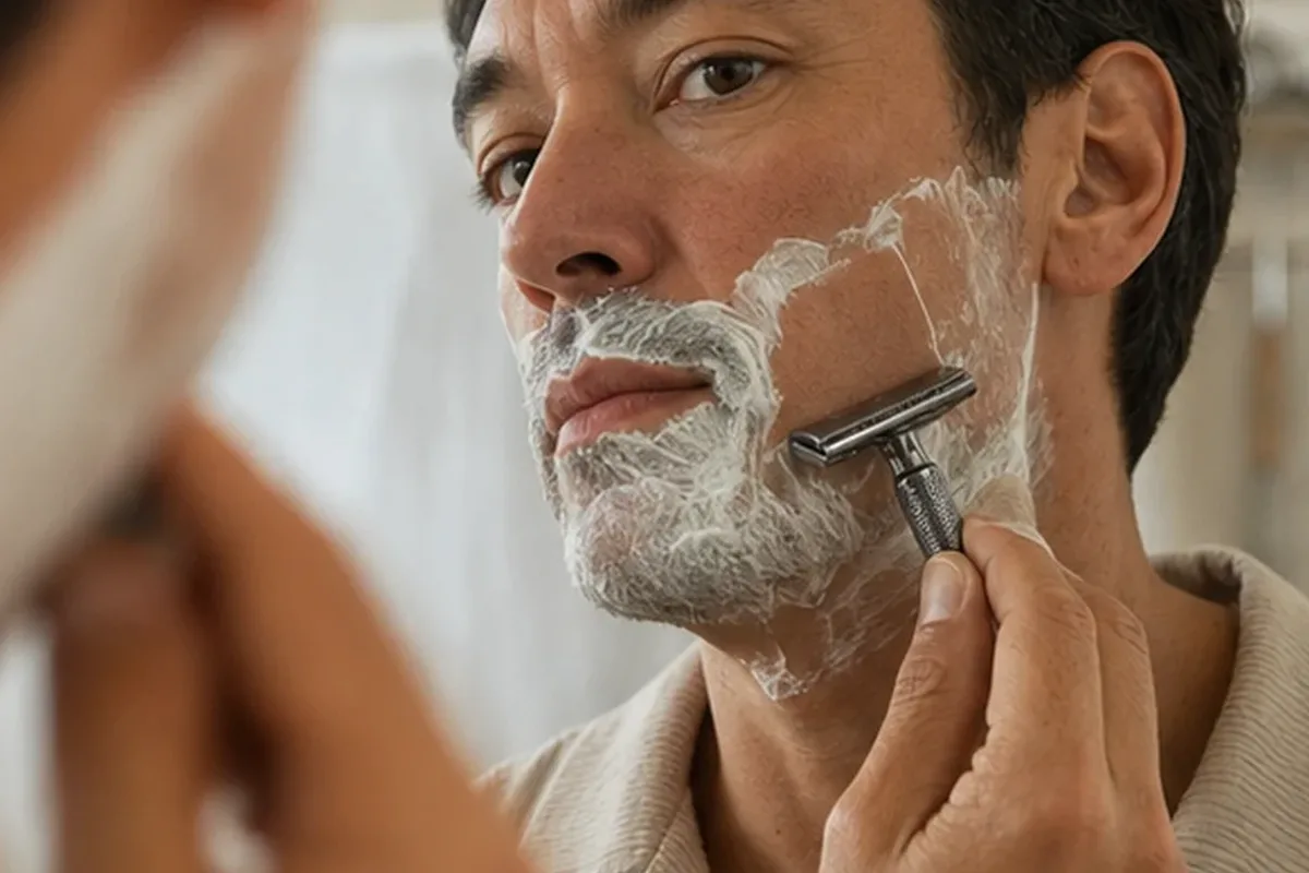 Authentischer Wohlfühlmoment passend zum Beauty-Thema Bartbalsam für empfindliche Haut
