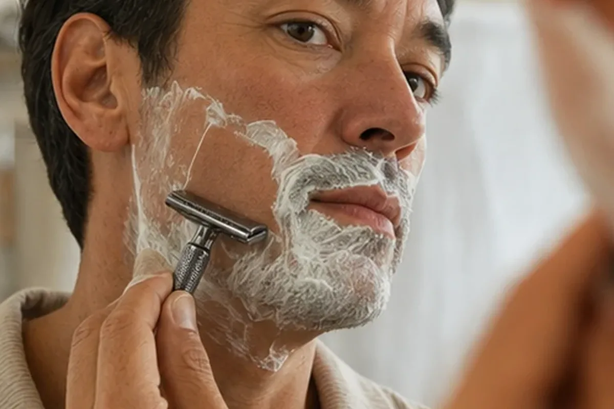 Authentischer Wohlfühlmoment passend zum Beauty-Thema Männer-Shampoo für Pflege-Einsteiger