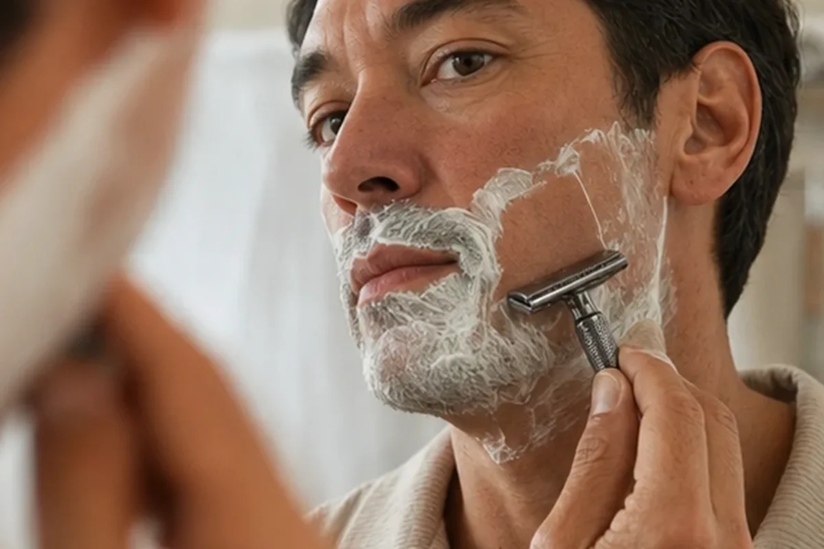 Authentischer Wohlfühlmoment passend zum Beauty-Thema Barttrimmer für trockene Haut