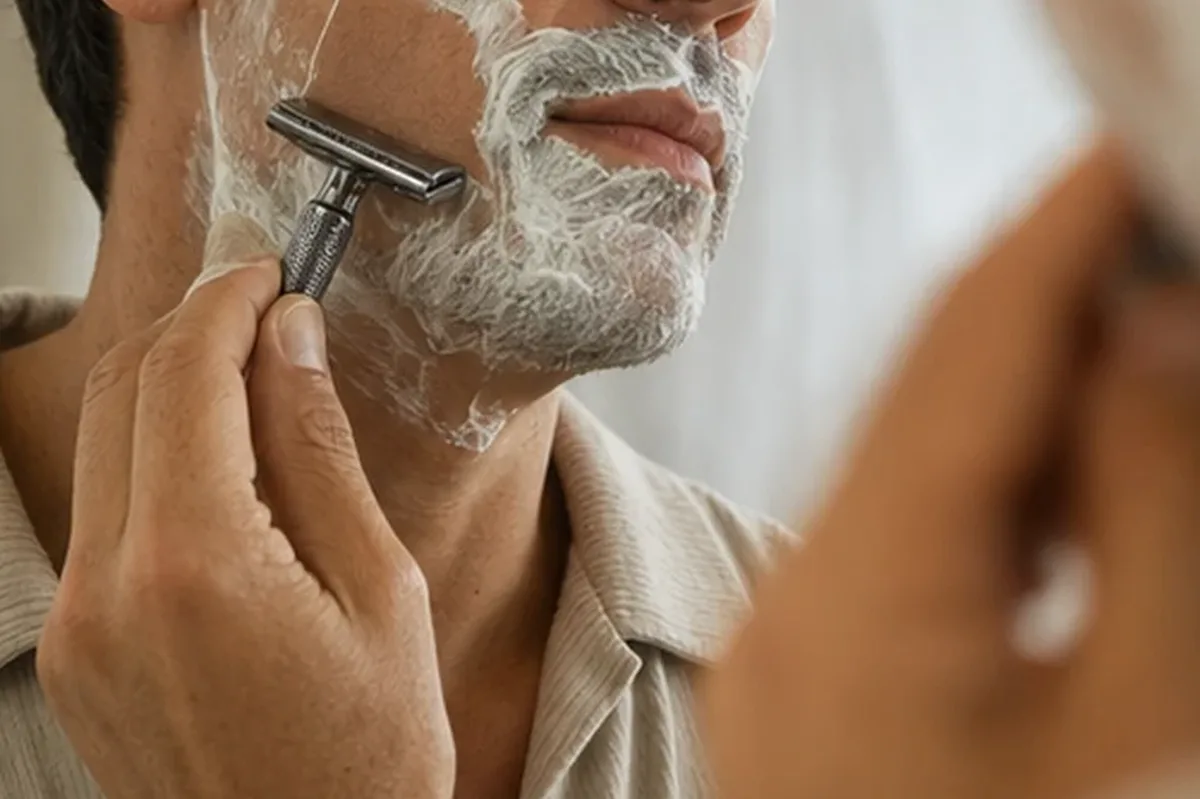 Authentischer Wohlfühlmoment passend zum Beauty-Thema Bartbalsam für empfindliche Haut