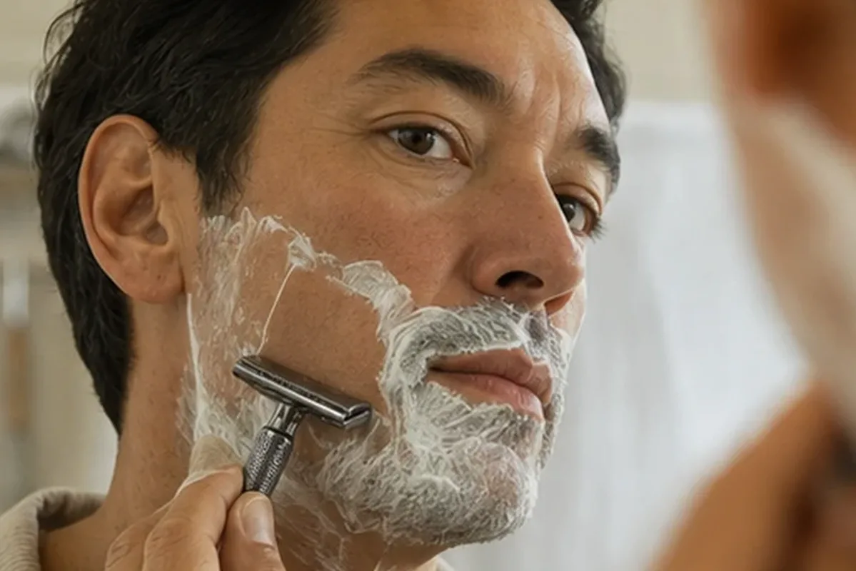 Authentischer Wohlfühlmoment passend zum Beauty-Thema Rasierhobel bei eingewachsenen Haaren