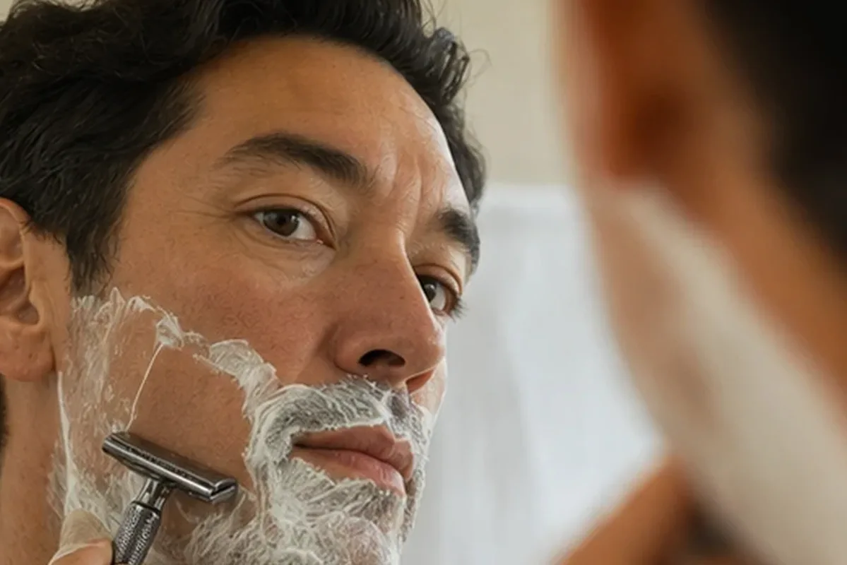 Authentischer Wohlfühlmoment passend zum Beauty-Thema After-Shave-Pflege für die Bikinizone