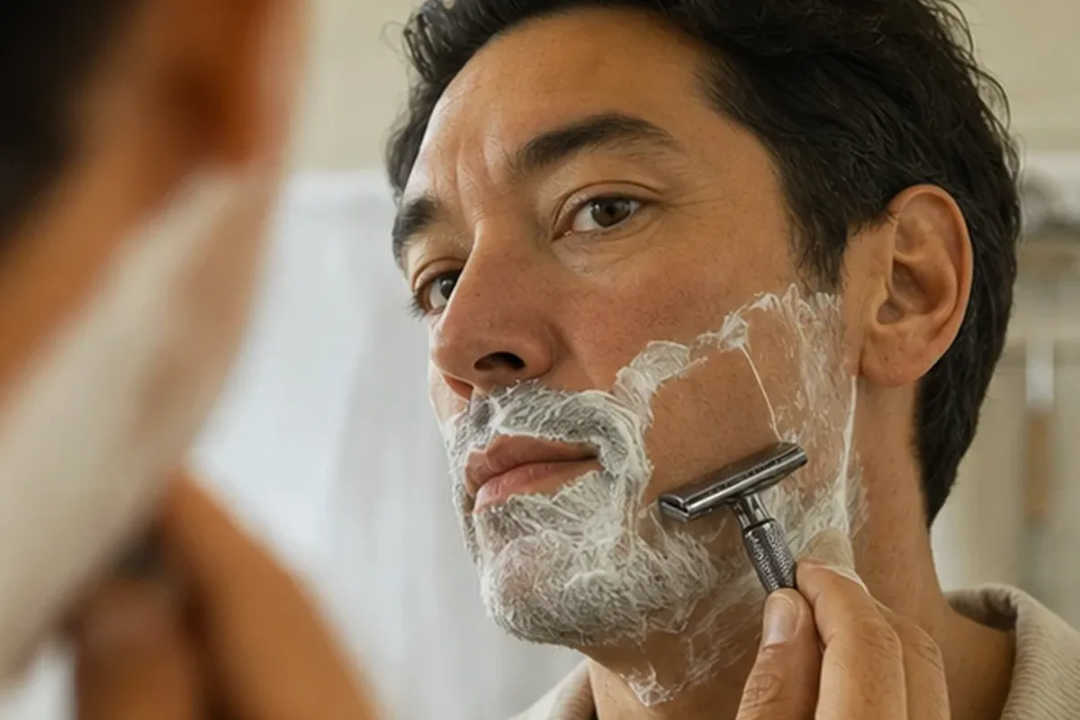Redaktioneller Beauty-Moment zur Ausgangslage bei Gesichtsrasierer bei eingewachsenen Haaren