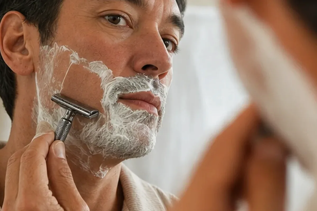 Hochwertige Beauty-Inszenierung zu Auswahlkriterien für Männer-Sonnenschutz bei Rasurbrand