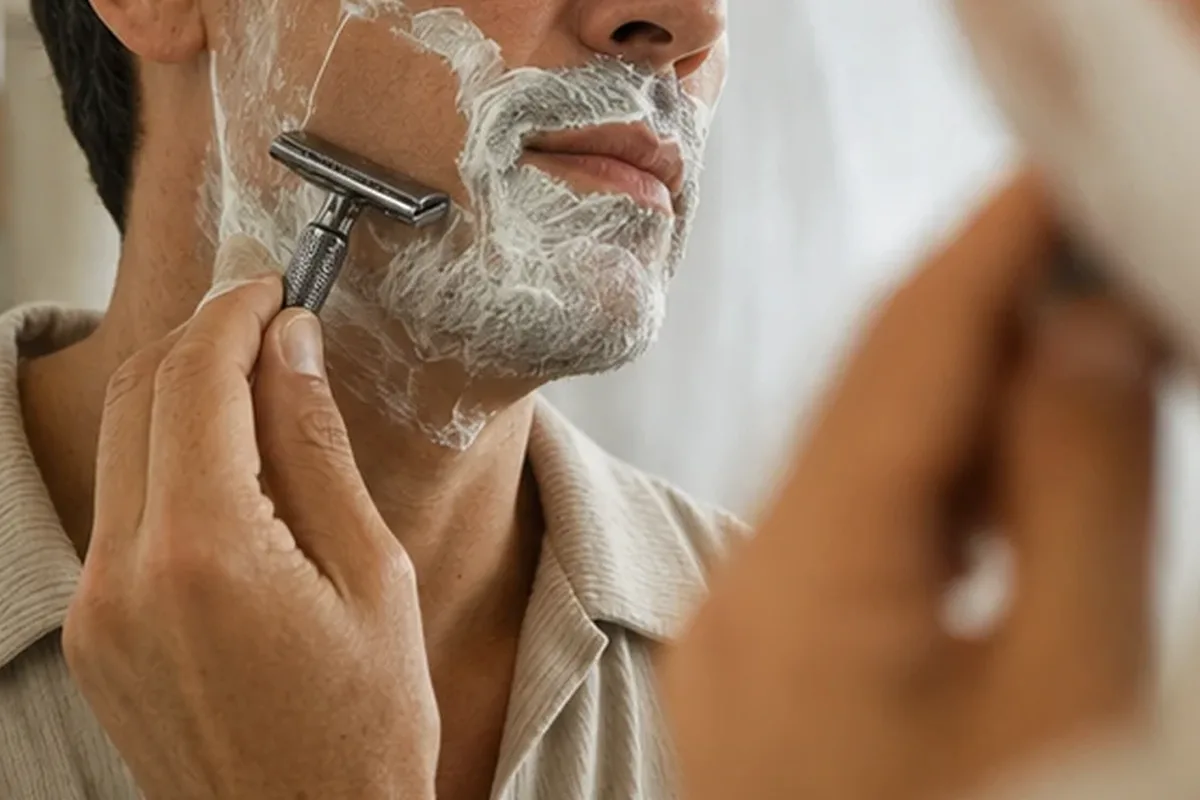 Emotionaler und authentischer Anwendungsmoment rund um After Shave bei wenig Zeit