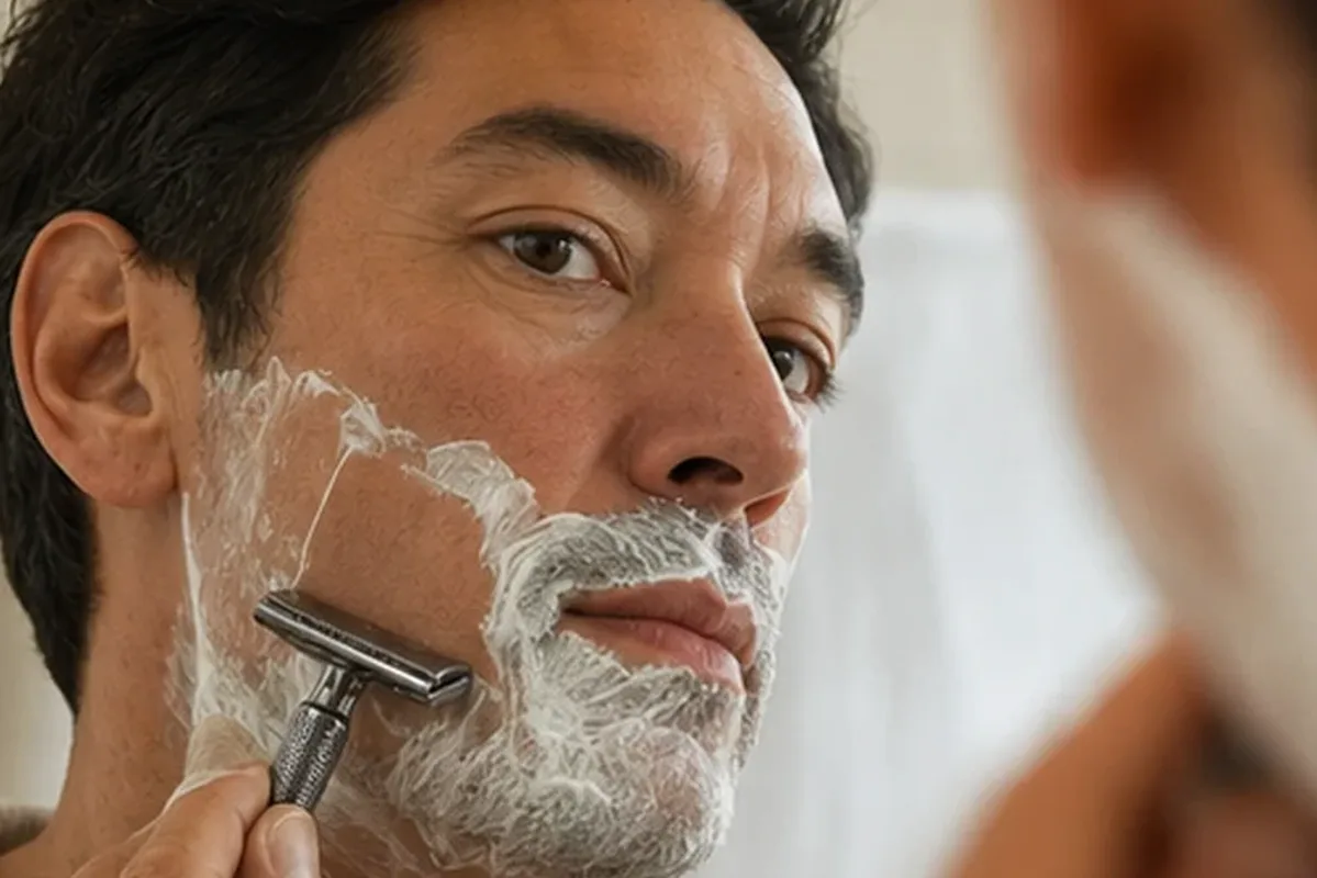 Hochwertige Beauty-Inszenierung zu Auswahlkriterien für Rasierschaum bei Rasurbrand