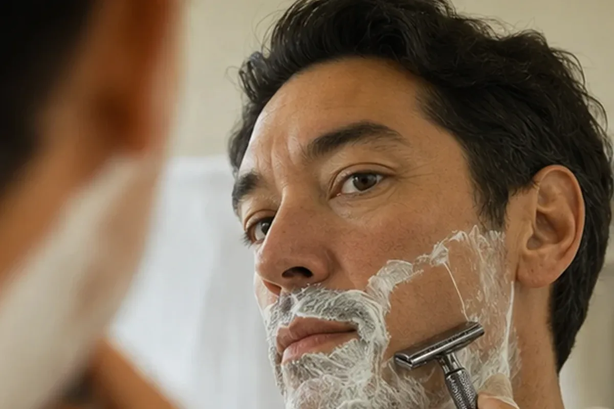 Authentische Beauty-Routine passend zum Thema After-Shave-Pflege für empfindliche Haut